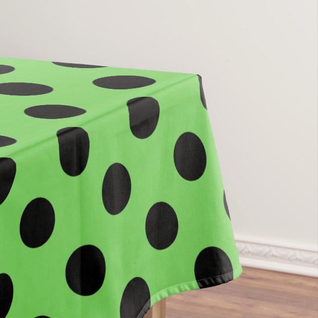 Toalha De Mesa Bolinhas pretas no verde limão (Posição Original)