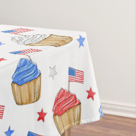 Toalha De Mesa Bolos Patrióticos / Vermelho Branco Azul Quatro de