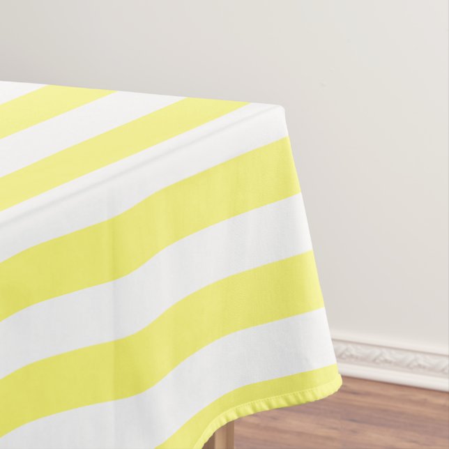 Toalha De Mesa Bonito Amarelo Sunny & White Strips Personalizado (Posição Original)