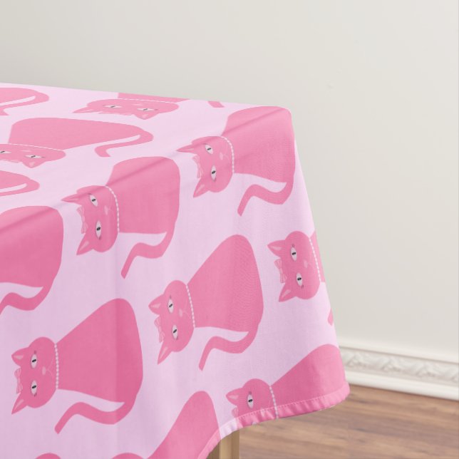 Toalha De Mesa Bonito Gato De Bebê Rosa Patterado (Posição Original)