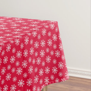 Toalha De Mesa Bonito Neve Branca no Natal Vermelho