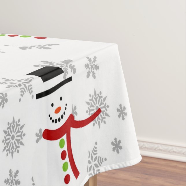 Toalha De Mesa Bonito Snowman e Flocos de Neve, Tablecloth Feriad (Posição Original)