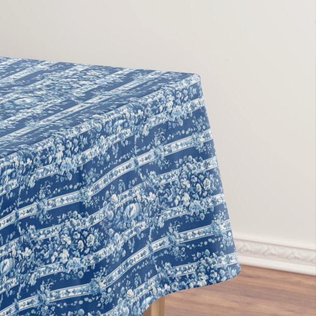 Toalha De Mesa Bonito Toile De Jouy, Azul E Branco (Posição Original)