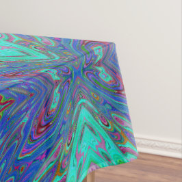Toalha De Mesa Borboleta Abstrata Azul e Vermelha Trippy Retro
