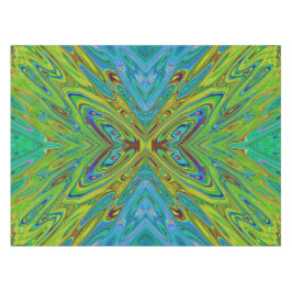 Toalha De Mesa Borboleta Abstrata Chartreuse e Azul Trippy
