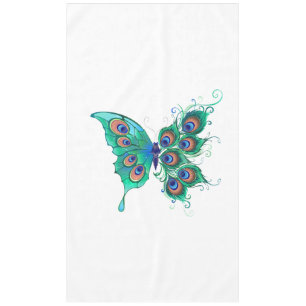 Toalha De Mesa Borboleta com Penas de Pavão Verde