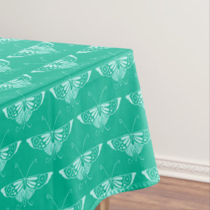 Toalha De Mesa Borboleta Deco Estilizada - turquesa e aqua