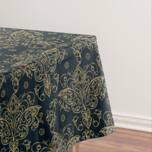 Toalha De Mesa Borboleta Dourada Elegante Barroca Flourish