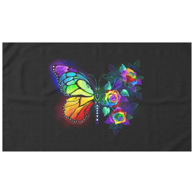 Toalha De Mesa Borboleta-flor-arco-íris (Frente (Horizontal))