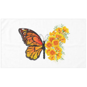 Toalha De Mesa Borboleta Flor com Papagaio Amarelo da Califórnia