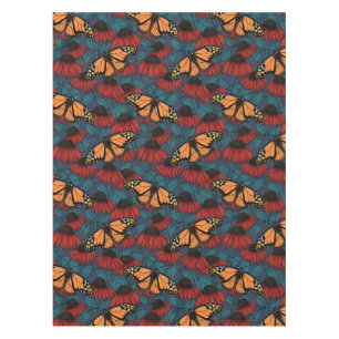 Toalha De Mesa Borboleta-monarca em flores vermelhas