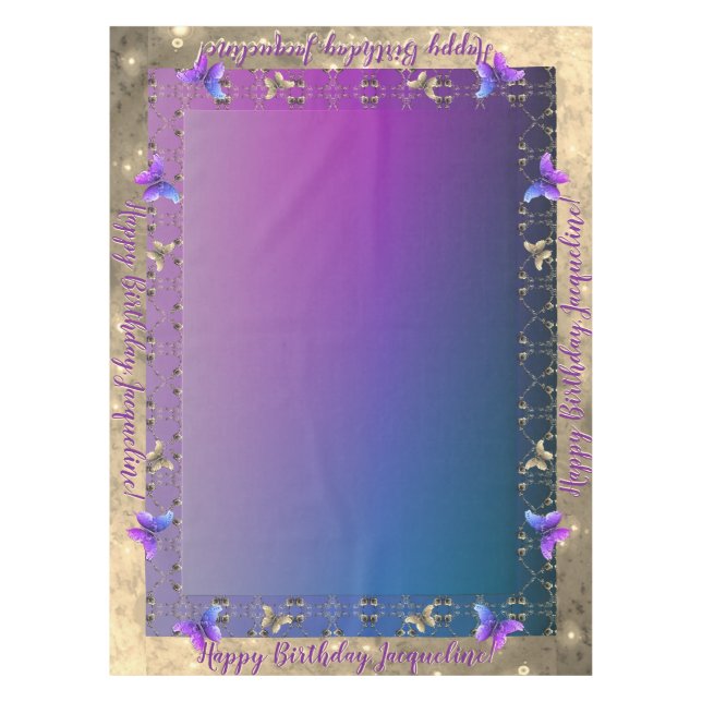 Toalha De Mesa Borboleta Romântica de Rosa-Ornamentado (Frente)