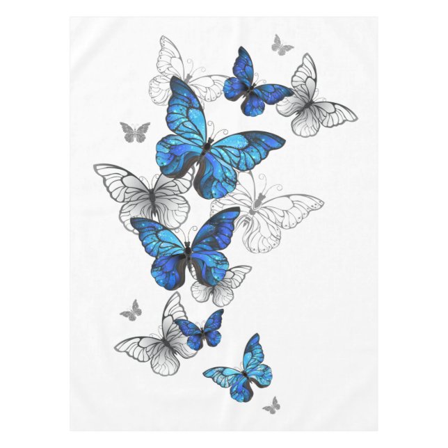Toalha De Mesa Borboletas Azuis Morpho (Frente)
