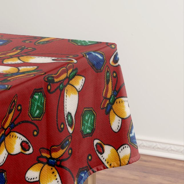 Toalha De Mesa Borboletas brancas laranja, Emerald, Sapphire em v (Posição Original)