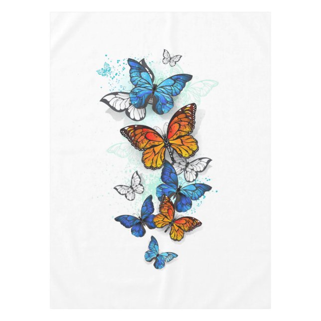 Toalha De Mesa Borboletas voadoras Morpho e Monarca (Frente)