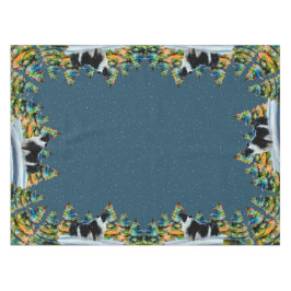 Toalha De Mesa Borda Collie na Árvore de Natal da Floresta de Inv