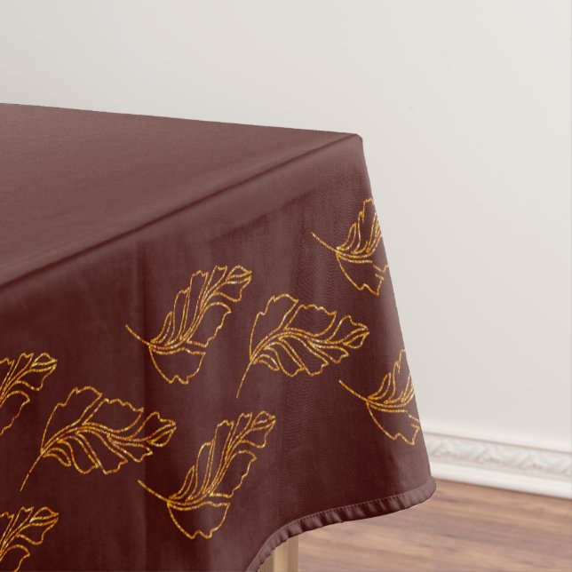 Toalha De Mesa Borgonha Elegante e Dourada Mesa Folha (Posição Original)