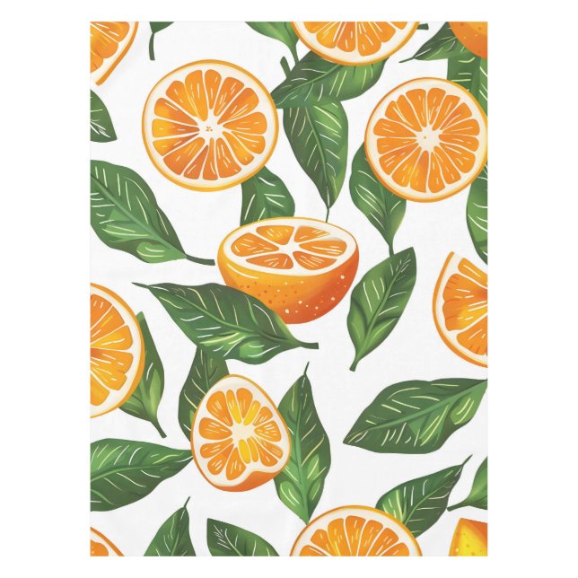 Toalha De Mesa Botanical Fruit Orange Citrus Seamless Pattern (Frente)