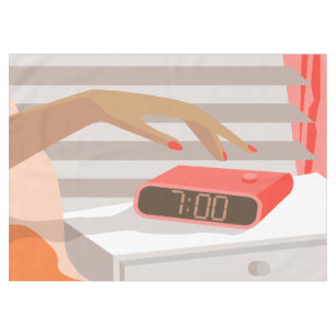 Toalha De Mesa Botão de snooze do despertador da mão das mulheres