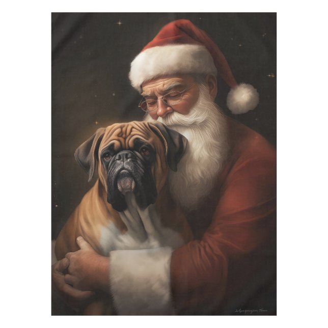 Toalha De Mesa Boxer Com Papai Noel Festa de Natal (Frente)