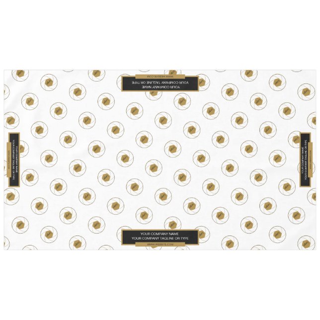 Toalha De Mesa Branco Dourado do logotipo da apresentação comerci (Frente (Horizontal))