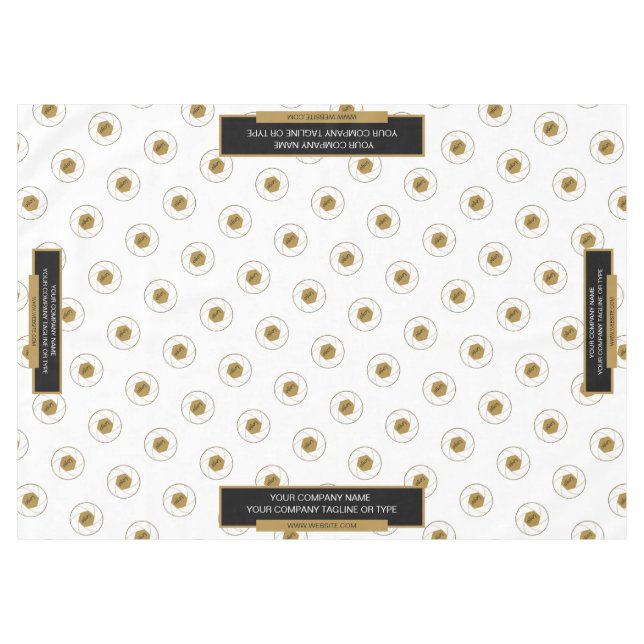 Toalha De Mesa Branco Dourado do logotipo da apresentação comerci (Frente (Horizontal))