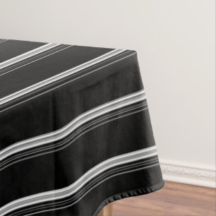 Toalha De Mesa Branco preto-chic listrado