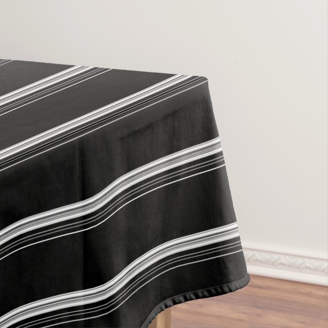 Toalha De Mesa Branco preto-chic listrado (Posição Original)