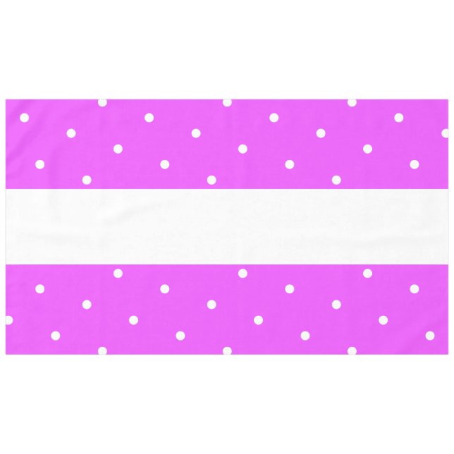 Toalha De Mesa Bright Tropical Rosa Branco Polka Dotada Strips (Frente (Horizontal))
