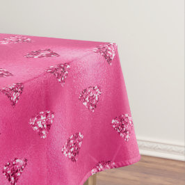 Toalha De Mesa Brilho Rosa Vibrante Padrão de Diamantes Sparkly