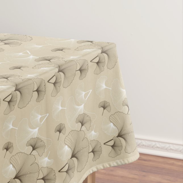 Toalha De Mesa Brown and White Ginko sai em Tan (Posição Original)