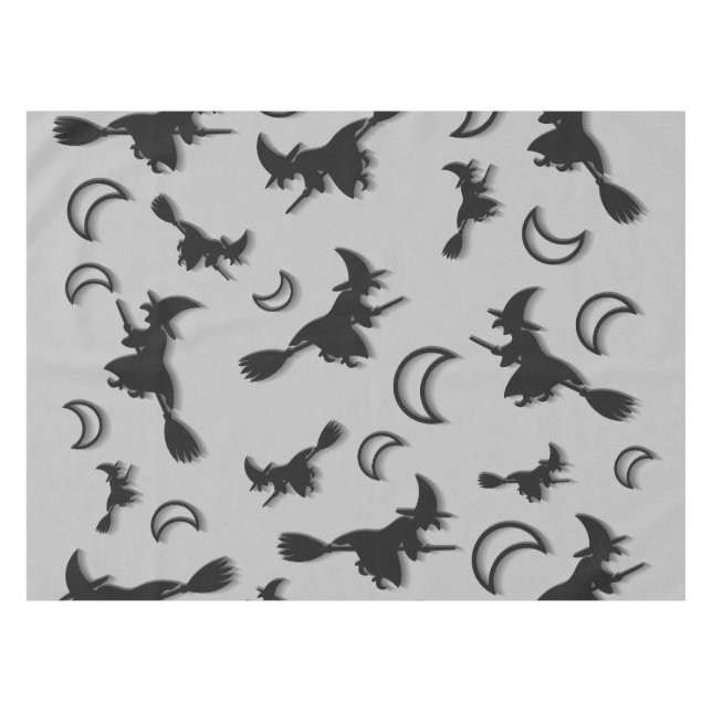 Toalha De Mesa Bruxa voadora entre meia lua na noite de Halloween (Frente (Horizontal))