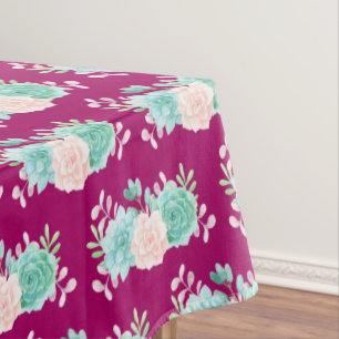 Toalha De Mesa Buquê verde e rosa pastel na parte traseira da mag