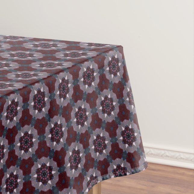Toalha De Mesa Burgundy & Gray Floral Painted Quilt (Posição Original)