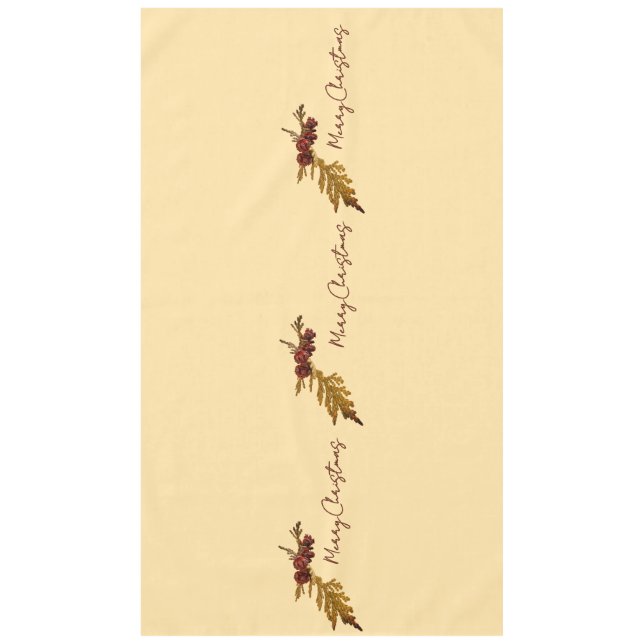Toalha De Mesa Butter Yellow Fern & Pine cone Merry Christmas (Frente)