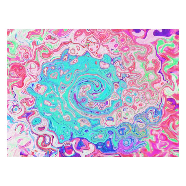 Toalha De Mesa Cabeça azul-marinho e Abstrato cor-de-rosa (Frente (Horizontal))