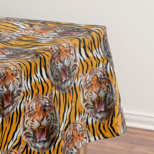 Toalha De Mesa Cabeça De Tigre Na Pele De Tigre Design (Criador carregado)