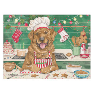 Toalha De Mesa Cachorro de Água de Chesapeake Fazendo Bolo: Natal