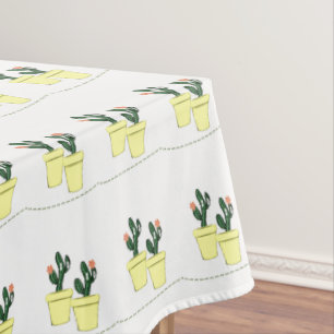 Toalha de Mesa Cacto Branco Amarelo