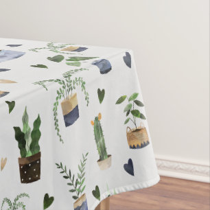 Toalha De Mesa Cactus Suculentas & Padrão Boho de Plantas em Vaso