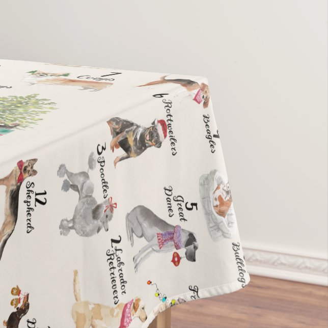 Toalha De Mesa Cães da celebração 12 do Natal do comensal de (Posição Original)