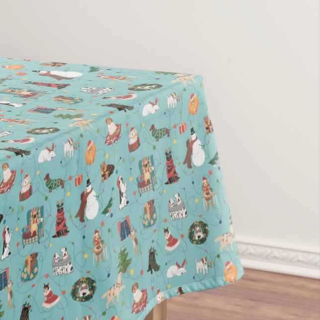 Toalha De Mesa Cães Festivos Feriados em Suéteres de Natal (Posição Original)