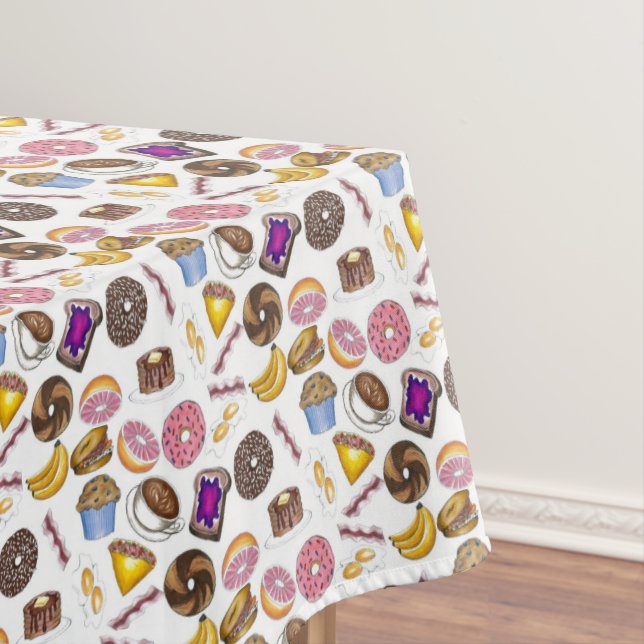 Toalha De Mesa Café da Manhã Brunch Comida Bagel Rosquinha Ovos d (Posição Original)