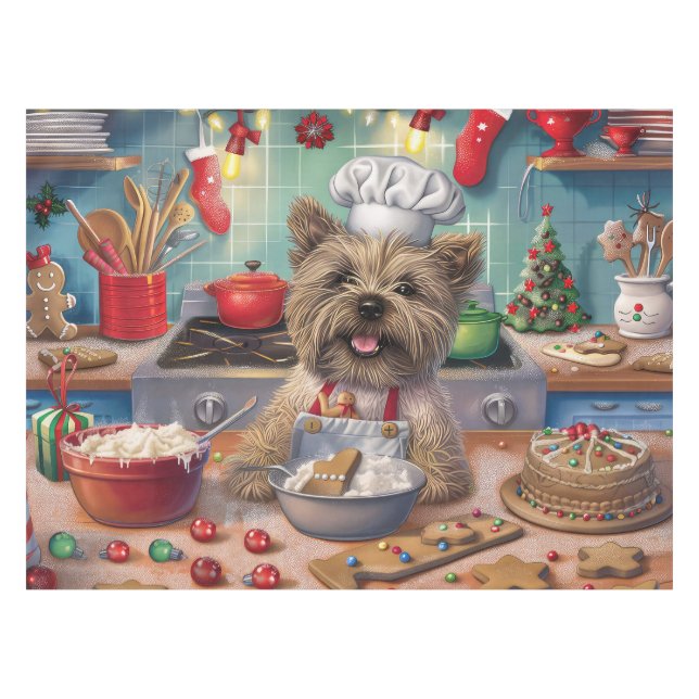 Toalha De Mesa Cairn Terrier Holiday Baking: Natal Festivo (Frente (Horizontal))