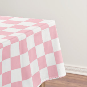 Toalha De Mesa Caixa de verificação de algodão, cor-de-rosa e bra