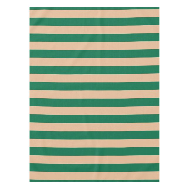 Toalha De Mesa Camelo Bege & Listra Verde Clássico (Frente)