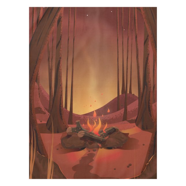 Toalha De Mesa Campfire na floresta. (Frente)