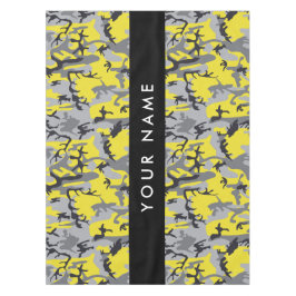Toalha De Mesa Camuflagem Amarela e Cinza Seu nome Personaliza