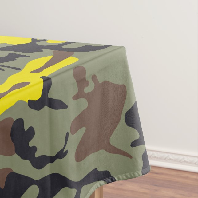 Toalha De Mesa Camuflagem Amarela e Marrom, Militar, Exército (Posição Original)