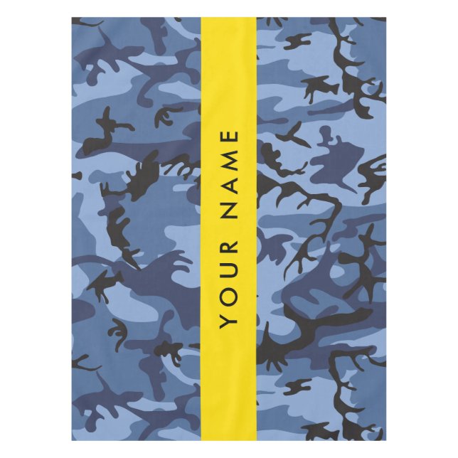 Toalha De Mesa Camuflagem Azul Marinho Personalize seu nome (Frente)